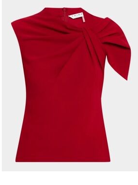 Trina Turk Red One-Shoulder Bow Detail blouse. EUC. Size 12
